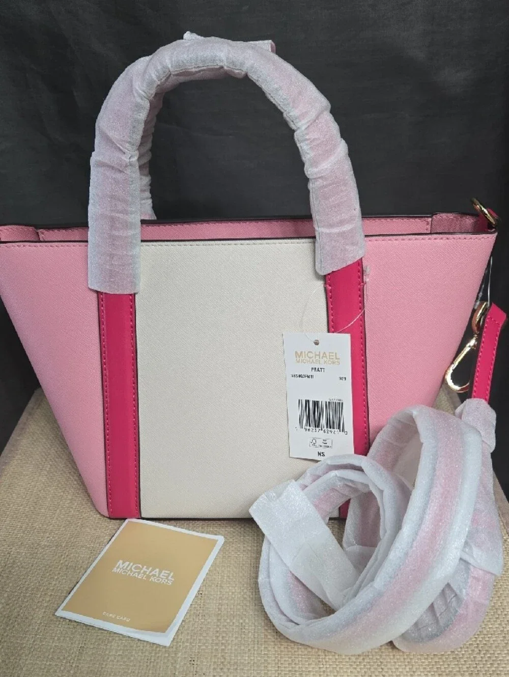 Michael Kors Pink & White Color-Block Saffiano Tote